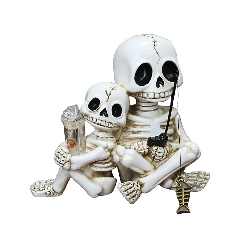 Plant Parent Pot - Halloween Ouder-kind Schedel Standbeeld Hars Potplant