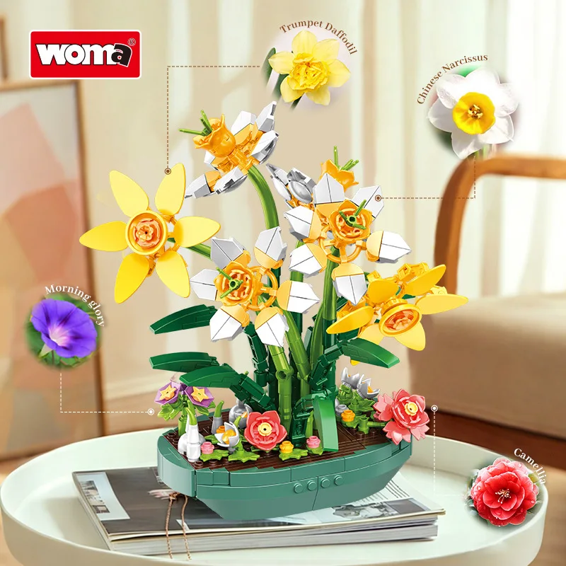 Plant Parent Pot - Vrienden gesimuleerde narcissen bouwstenen geconserveerde bloem
